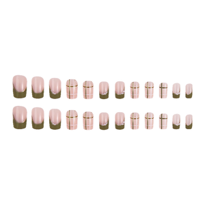 Faux <span class=keywords><strong>ongles</strong></span> carrés <span class=keywords><strong>vert</strong></span> <span class=keywords><strong>olive</strong></span> minimalistes en ABS pour presser, à coller, adaptés au bureau, vente en gros - Product Image 5