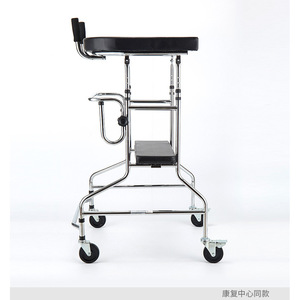 <b>Folding</b> <b>Walker</b> With Seat Four Legged Wheeled Mobility Aid For Elderly Stroke Rehabilitation Support - Product Image 2