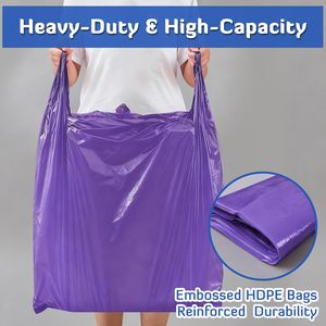 ถุงช้อปปิ้งแบบเสื้อยืดสีม่วงขนาดใหญ่พิเศษ ย่อยสลายได้ ผลิตจากพลาสติก PE คุณภาพดี ทนทาน ใช้ซ้ำได้ เหมาะสำหรับร้านอาหาร ร้านค้าปลีก ขายส่ง - Product Image 4