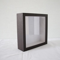 Cadre Boîte à Ombre 3D en MDF Noir et Blanc, Profondeur 6cm, avec Verre, pour Décoration Artistique, Formats 6x6 et 8x8