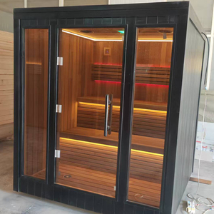 Cabine de sauna extérieur en cèdre au design <span class=keywords><strong>nordique</strong></span> moderne personnalisé 6KW poêle électrique en cèdre rouge ioniseur d'oxygène à vapeur humide en bois massif rapide - Product Image 5