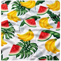 Tissu jersey léger en coton 95% et élasthanne 5% avec imprimé fruits aquarelle