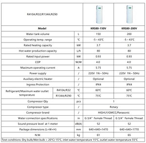 <span class=keywords><strong>R410a</strong></span> Tất Cả Trong Một Máy Nước Nóng Bơm Nhiệt Với Điều Khiển Wifi 150L 200L Tiết Kiệm Năng Lượng Nguồn Không Khí Hệ Thống Nước Nóng Cho Nhà - Product Image 5