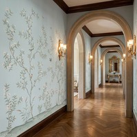 Papier peint Chinoiserie, oiseaux, arbres, fleurs pastel, branches, papillons, papier peint pour salon de style français, villa, hôtel, décoration