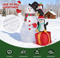 Bonhomme de neige gonflable de Noël de 6 pieds avec pingouins, bonhomme de neige gonflable de Noël avec chapeau magique et lumières LED rotatives pour décoration