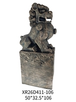 Figurine de lion gardien MGO peinte à la main, texture pierre, sur piédestal, décoration d'intérieur, style antique, ornement