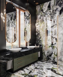 Marbre vert glacé poli à grandes dalles, design moderne, pour comptoir extérieur de villa, hôtel, appartement, intérieur, étanche, garantie 1 an - Product Image 1