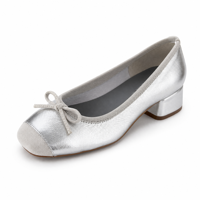 Chaussures habillées à enfiler pour femmes en cuir véritable, à bout carré, avec nœud, style ballerines, bout patchwork, talon carré bas, pour l'été