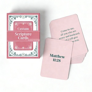 Cartes <span class=keywords><strong>de</strong></span> prière <span class=keywords><strong>de</strong></span> <span class=keywords><strong>la</strong></span> <span class=keywords><strong>Bible</strong></span> personnalisées <span class=keywords><strong>de</strong></span> luxe avec boîte, imprimées sur mesure à l'avant et à l'arrière avec les paroles <span class=keywords><strong>de</strong></span> <span class=keywords><strong>Dieu</strong></span> - Product Image 1