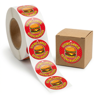 Etiquetas Adhesivas Personalizadas con Logotipo de Marca, Etiquetas Redondas para Hamburguesas, Etiquetas de Papel Vinílico Impermeable en Rollo, Etiquetas Adhesivas para Empaque