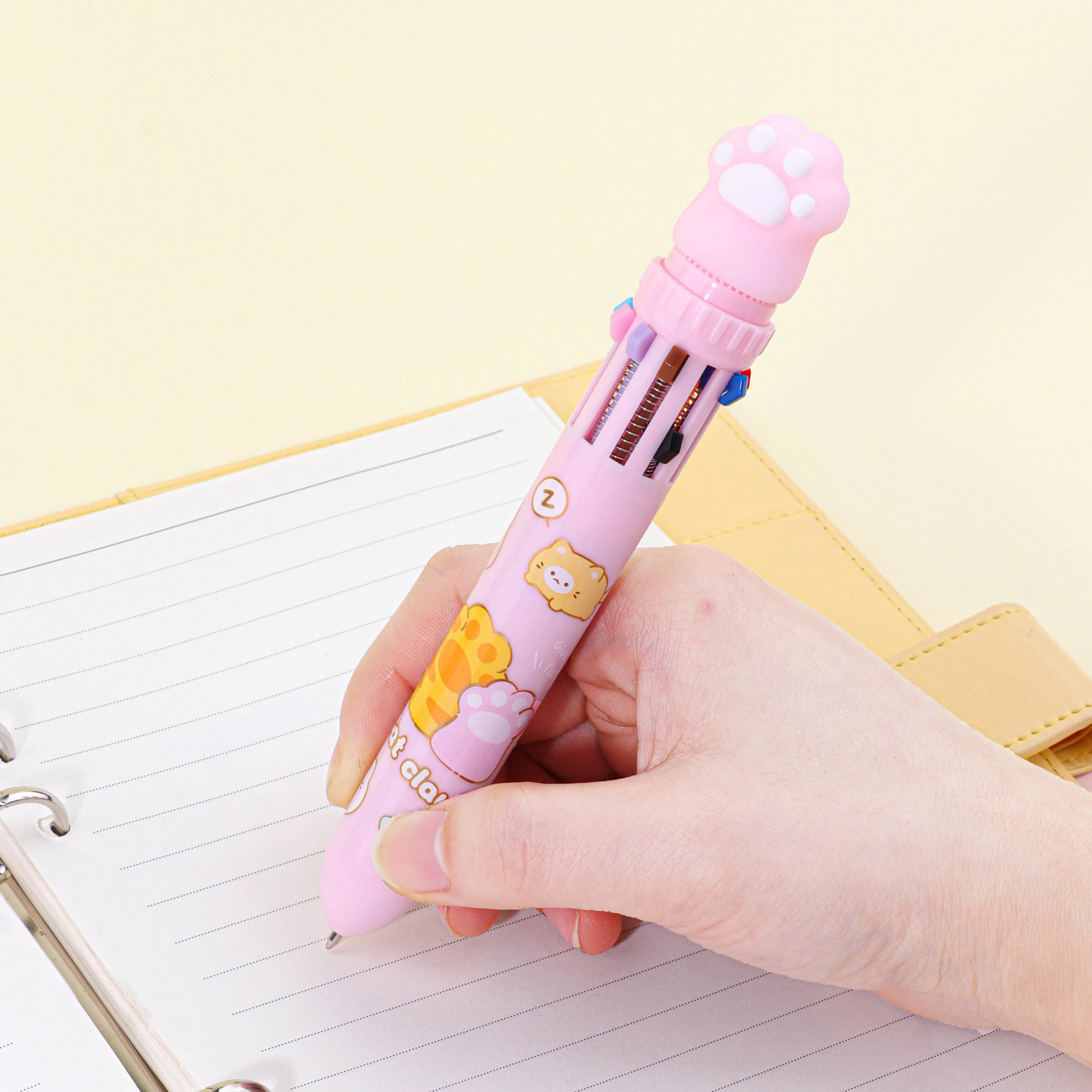 Cute Creative Stationery Cartoon Custom Cat Claw 10 Colors Ballpoint Pen Student School Supplies Animal 10 Color Pens