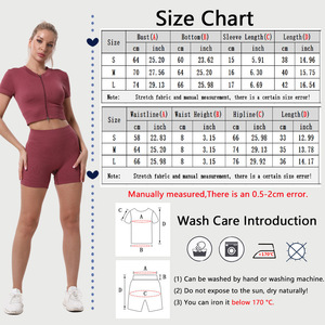 Nouveau sans couture Ropa Deportiva Gym vêtements tenues 2 pièces côtelé fermeture éclair Yoga Shorts à manches courtes haut court Yoga ensemble femmes - Product Image 4