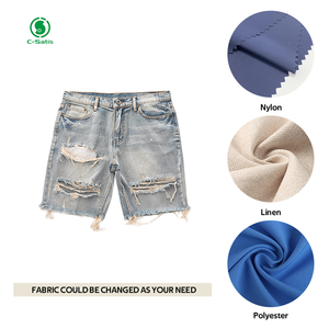 <span class=keywords><strong>Short</strong></span> en <span class=keywords><strong>Jean</strong></span> Homme Coton, Pantalon Court Style Rétro Déchiré, Haute Couture Respirant, Personnalisable - Product Image 3