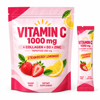 Poudre de Vitamine C 1000mg OEM avec Collagène D3 et Zinc – Complément Alimentaire pour le Soutien Immunitaire en Sachets Portables
