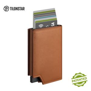 TILONSTAR TVC502 Automatic Anti-theft RFID Blocking Premium Leather Aluminum Pop up ID <b>Wallet</b> Bank Card <b>Holder</b> - Product Image 1