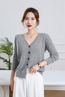 Pull en cachemire 100% pour femme, décontracté, épais, col en V, manches longues, coupe ample, anti-rétrécissement, tricoté à la machine, collection automne/hiver