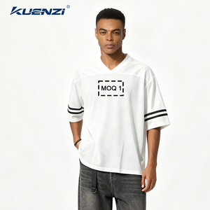 T-shirt de sport Kuenzi 100 % polyester à col en V pour hommes, style football américain, canadien et mexicain, avec maille polygonale respirante - Product Image 2