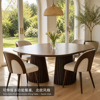 Table à manger extensible nordique en bois massif, table de cuisine ovale pour 4 à 12 personnes, mobilier moderne