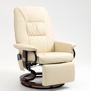 Fauteuil inclinable moderne à pédale unique en cuir, dossier haut, <span class=keywords><strong>pivotant</strong></span>, avec réglage manuel, structure métallique et revêtement en tissu - Product Image 2