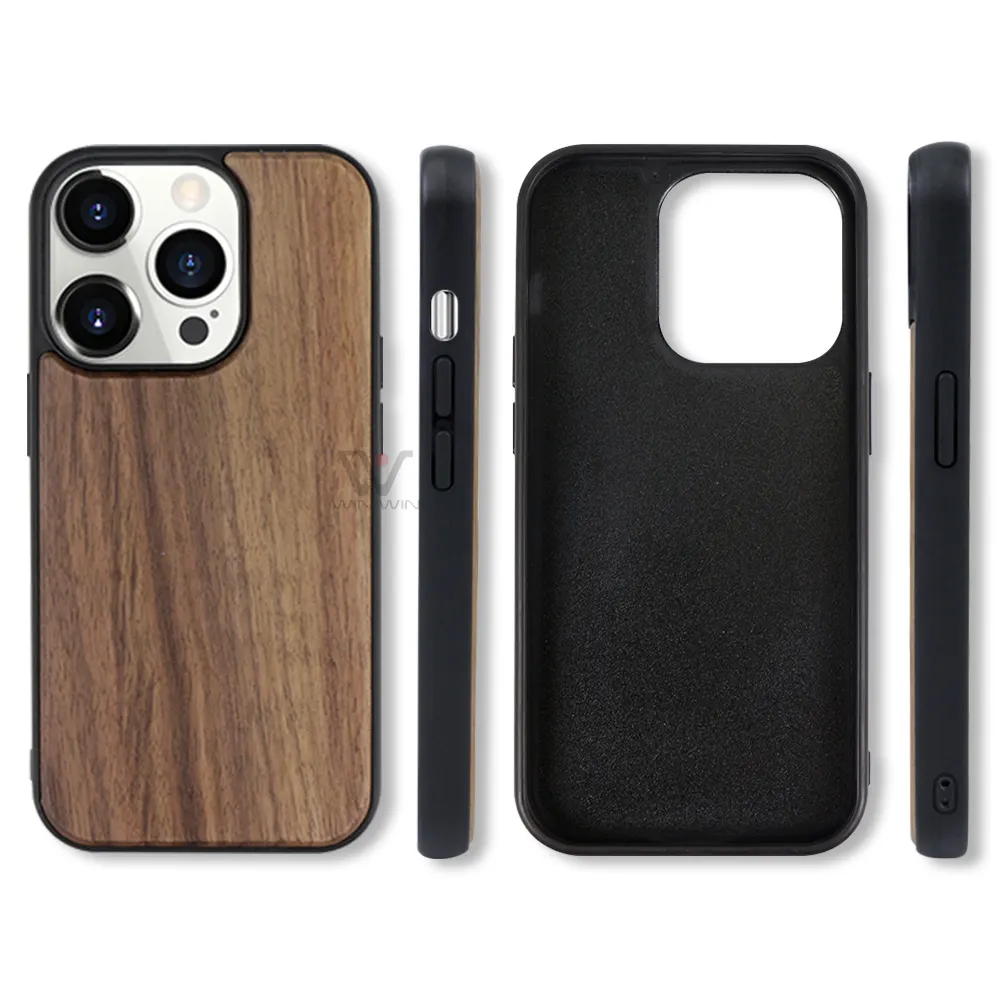 Eco-friendly Natural Solid Wood Phone Cover Flexible TPU Shockproof Wood Mobile Phone Case for iPhone 11 12 13 14 Pro Max