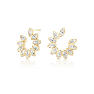 LOZRUNVE Gioielli Raffinati Orecchini a Cerchio in Argento Sterling 925 a Forma di Fiore Scintillante Placcati in Oro 18k - Product Image 1