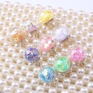 16MM Mini Glass Bottles with Beads Charm Pendant Ornaments Jewelry Making