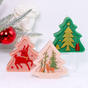 Moldes de silicona YS con relieve plano para velas de árbol de Navidad, moldes de fundición de yeso de Papá Noel, decoraciones DIY para hacer velas de aromaterapia - Product Image 2