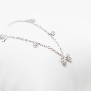 925 <b>Sterling</b> <b>Silver</b> Adjustable <b>Bracelet</b> Pave Zircon Bow <b>Charm</b> <b>Bracelet</b> with Rhodium Plated Chain - Product Image 3