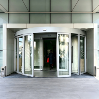 Porte coulissante en verre incurvé certifiée CE pour vitrine |   Porte à capteur en forme d'arc pour entrée de restaurant ou de magasin, design moderne