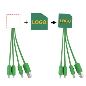 Özel Logo tasarım şekli PVC 2.4A çok kafa şarj kablosu 3in 1 USB şarj kablosu