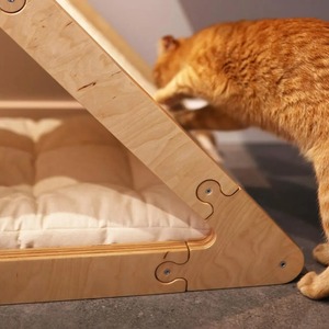 Lit superposé moderne et élégant en bois de pin à double couche, motif uni, fermeture à boutons, pour petits chiens et chats, maisons et meubles pour animaux de compagnie OEM - Product Image 4