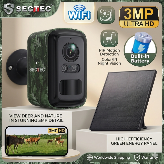 For Customized Outdoor Camouflage Mini Hidden Solar Camera 3MP 4G SIM WiFi Two-Way Audio IP66 Waterproof PTZ