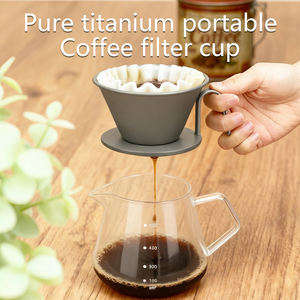 Filtre à café portable en titane pur pour l'extérieur, grande tasse en métal pour 1 à 4 personnes, idéal pour la maison et le camping - Product Image 1
