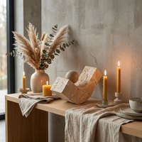 Présentoir comptoir pierre travertin naturel moderne Décoration maison Vase fleurs mosaïque marbre Décoration Vase mosaïque