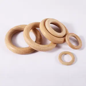 beech round unfinished wooden napkin ring Solid Wood Circles Hoop Pendant Connectors Plant Hanger Wood Rings hoops for craft