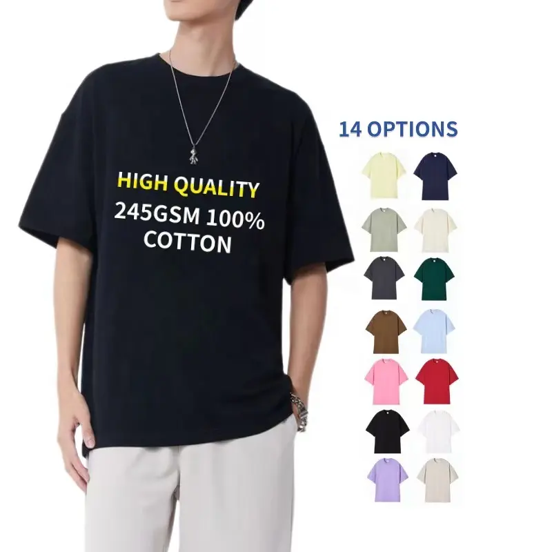 Kaus ukuran besar dipotong kotak kualitas tinggi kaus kustom kosong 100% katun t-shirt cetak kustom pakaian musim panas pria