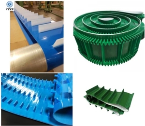 Sabuk PVC Hijau Anti Selip Tahan Aus Dinding Samping Berpaku Sabuk Konveyor PVC Bergelombang - Product Image 1