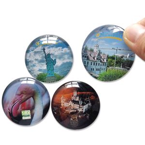Aimant de réfrigérateur en verre cristal transparent avec logo personnalisé, rond, 25 mm, 30 mm - Product Image 5