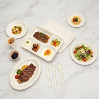 Vaisselle en bagasse, boîte alimentaire à emporter, boîte repas, assiette jetable, plateau alimentaire, contenant en canne à sucre