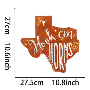Venta caliente Sparkly Sequin Glitter Texas State Longhorns Parches de fútbol Bordado grande Iron on <span class=keywords><strong>Patch</strong></span> para camisas - Product Image 2