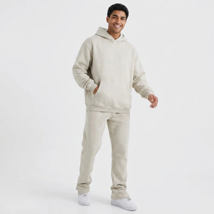 Conjunto de Sudadera con Capucha y Pantalones Deportivos de Algodón de 400 g/m² con Logotipo Personalizado, Estilo Holgado, Hombros Caídos, Ropa Deportiva Informal para Hombre - Product Image 1