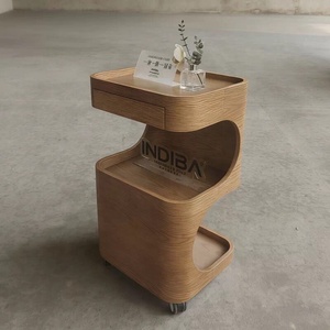 Carrito de Almacenamiento Móvil Moderno de Madera para Salón de Belleza, Peluquería, con 4 Ruedas - Product Image 3