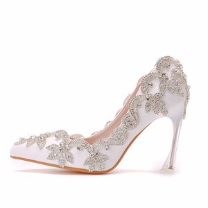 Vendita calda principessa festa di nozze tacchi alti cristalli bianchi 10CM alti <span class=keywords><strong>scarpe</strong></span> da sposa - Product Image 5