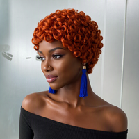 # Perruque en cheveux humains Remy de couleur orange 350, style Chioma Pixie Curl, fabriquée à la machine, sans dentelle, prix bon marché, vente en gros