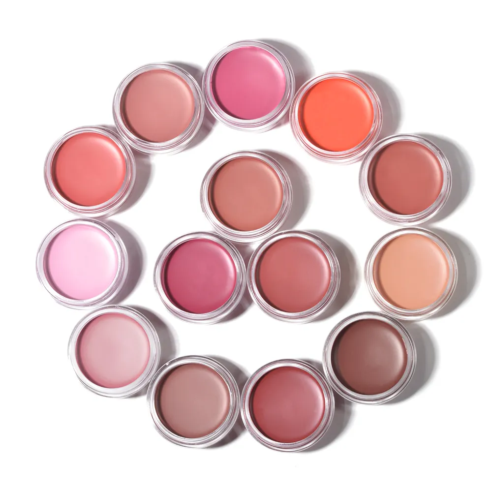 Высокое качество 14 видов цветов метка частного назначения водонепроницаемые Румяна веганских материалов губ Щеки глаз кремово-румяна, палитра, косметическое средство, макияж крем Кисть для румян