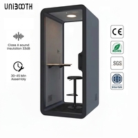 UNIBOOTH Cabine insonorisée de luxe 33 dB, ignifuge ISO 23351, à montage rapide, pour laboratoire créatif et atelier, fournisseur vérifié