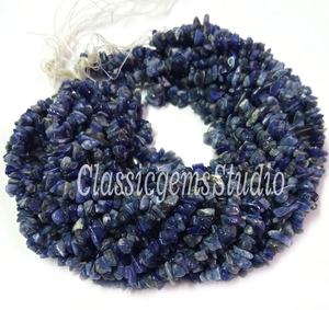 Collier de perles en sodalite naturelle, irrégulières, non taillées, en forme de pépites, 32 pouces - Product Image 6