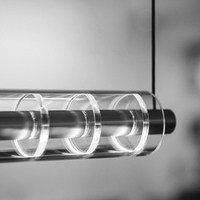 Suspension cylindrique nordique abat-jour acrylique en verre lustre long îlot de cuisine pour étude de table à manger de bar