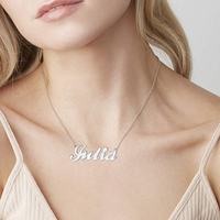 Bijoux en argent sterling 925 plaqué or personnalisé n'importe quel surnom collier de plaque signalétique personnalisé