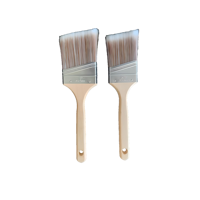 Pinceau à peinture à angle de 2,5 pouces, poils synthétiques rouge et blanc, qualité supérieure, fabrication directe, manche en bois